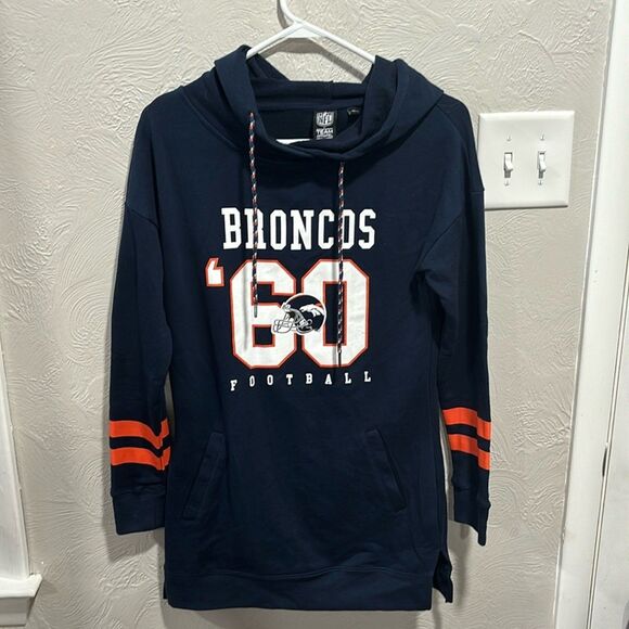 NFL Team Apparel Denver Bronco Tunic Hoodie Size Medium - Picture 1 of 7